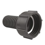 Rear profile of an IBC adaptor - S60x6 (2 inch) Female to (1.5 inch) Hose Tail