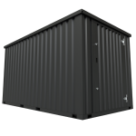 Dark grey corrugated storage container with two front doors.
