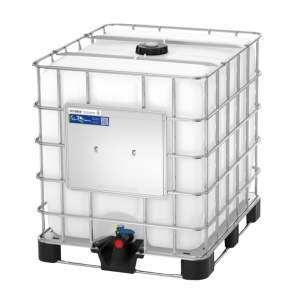 Schutz rebottled IBC in plastic pallet