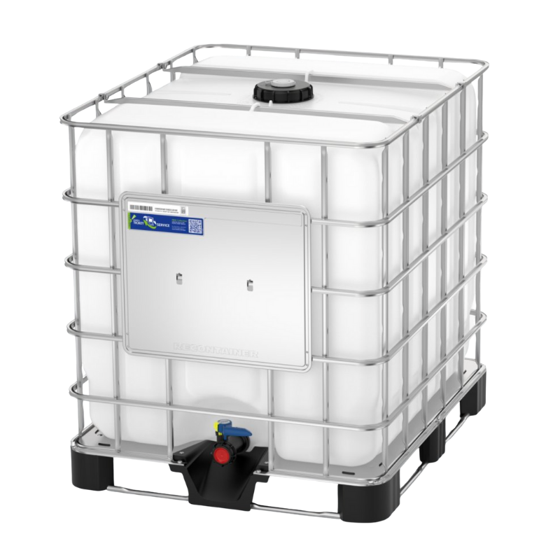 Schutz rebottled IBC in plastic pallet